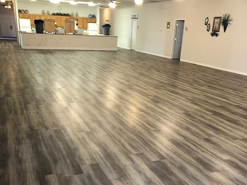 General Baptist Church Fellowship Hall in Fagus, MO with Terrain Chesapeake flooring installation